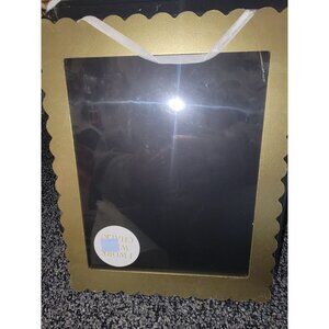 Gold & Black Easel-Style Chalkboard Double-sided Sign With Scalloped Edges & Rib